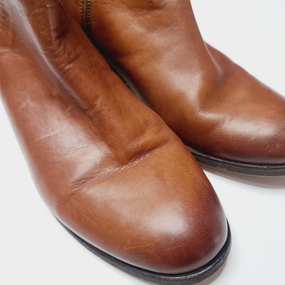 Clarks Maypearl Fawn Leather Light Brown Ankle Western Boot - Picture 15 of 16